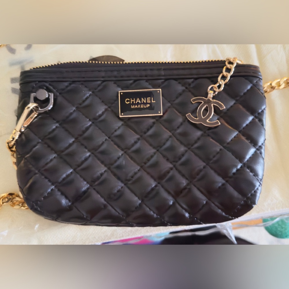 Chanel Black Quilted Women's Beauty Bag (beauty bag converted to a cross-body)